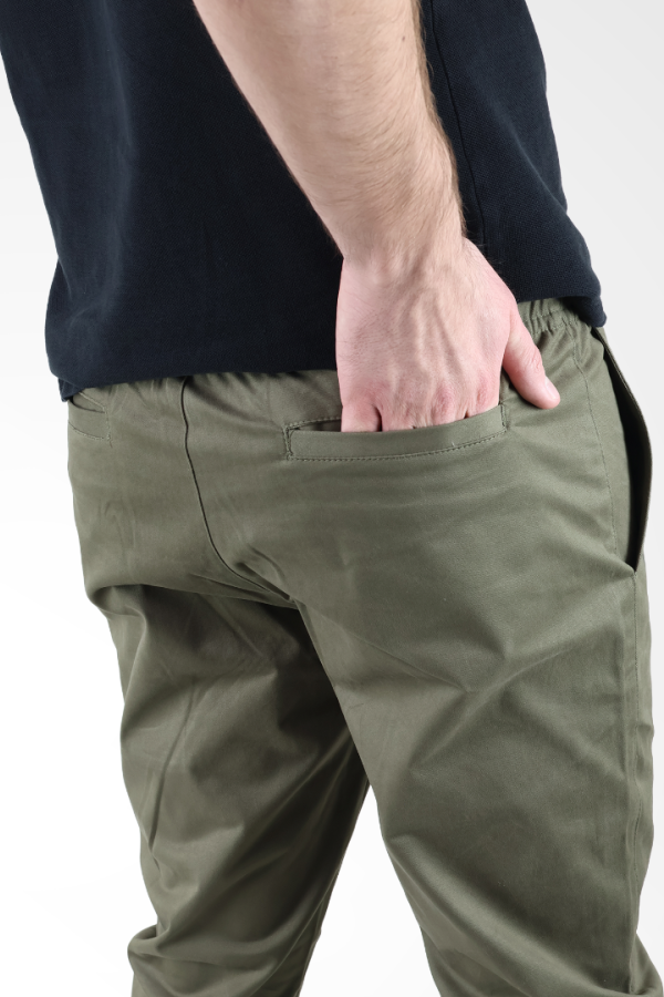 Jogger Casual Con Elástico En Cintura Verde Militar Para Hombre